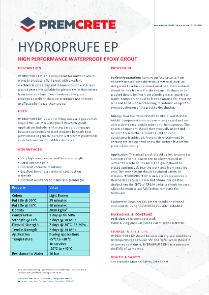 Hydroprufe EP Technical Data Sheet 2025