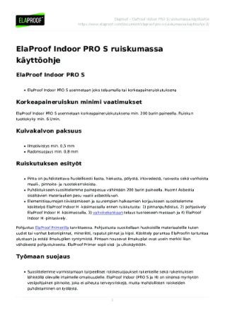 ElaProof Indoor PRO S - Kayttoohje