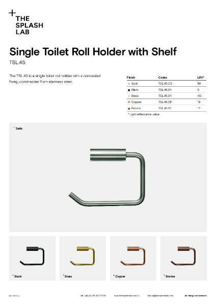 Single Toilet Roll Holder Datasheet