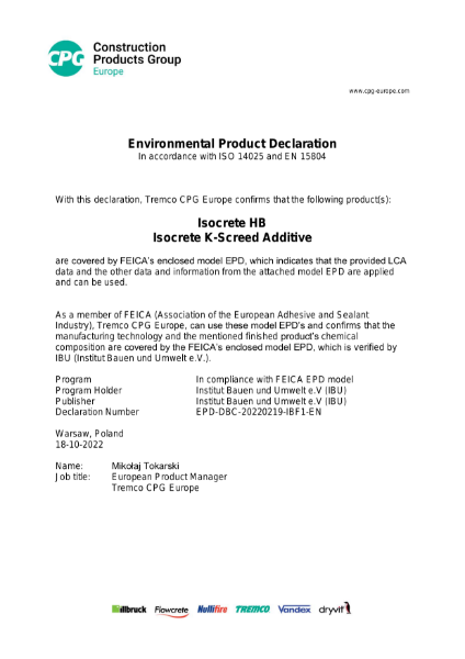 CPG EPD Modified mineral mortars, group 3