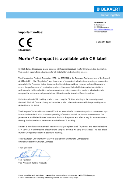 ATE - CE certificate Murfor Compact declaration