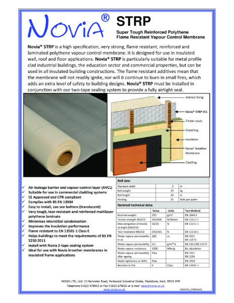 Novia STRP Reinforced Polythene Vapour Control Layer