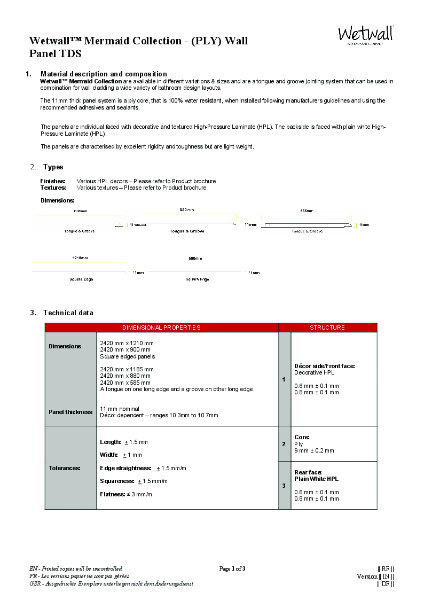 Mermaid Collection - Technical Data Sheet