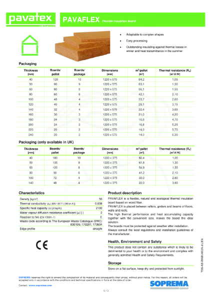 Pavaflex - Flexible insulation board