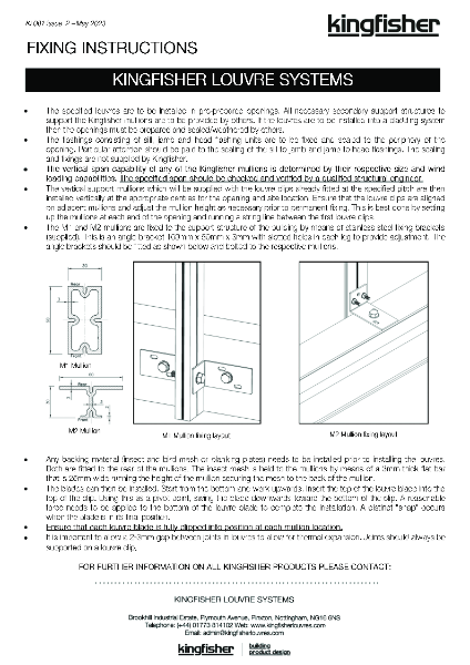 Kingfisher Louvres - Fixing instruction - Louvre Systems