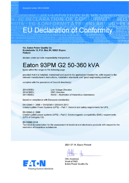 EU Declaration of Conformity