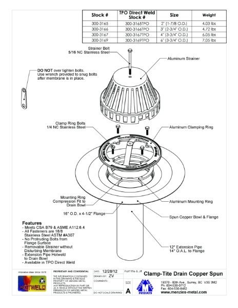 TECHNICAL DATA SHEET_CLAMP-TITE CU INSERT DRAIN