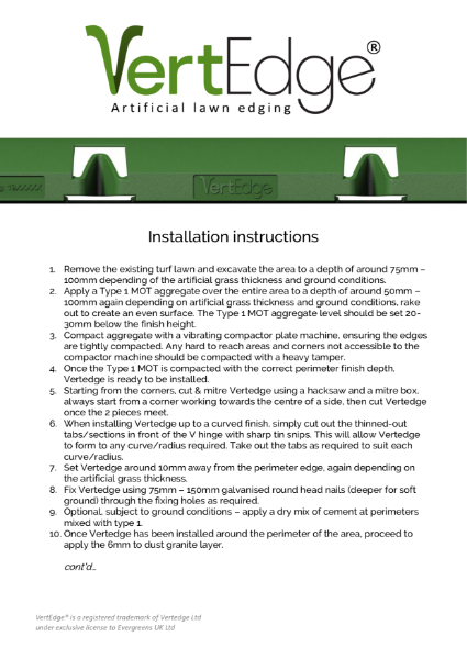 VertEdge installation instructions
