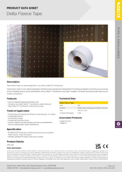 Delta Fleece Tape Product Data Sheet