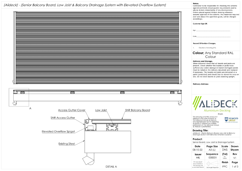 AliDeck Elevated Overflow for Balcony Drainage System Details