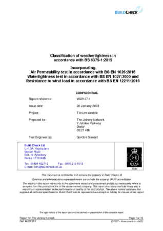 W22137-1 weather test Final Report Joinery Network