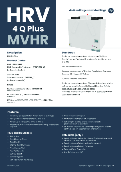 HRV 4 Q Plus - Product Data Sheet