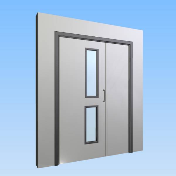 CS Acrovyn® Impact Resistant Doorset - Unequal pair&nbsp;with type VP4 Vision Panel