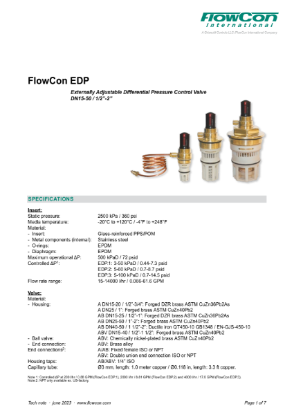 FlowCon EDP Differential Pressure Control Valve