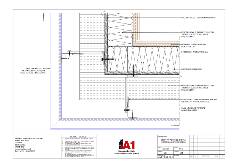 Unity A1 PS-04 External Corner Technical Drawing