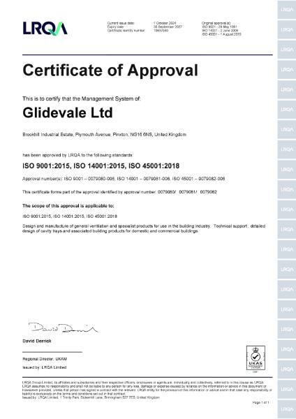 Glidevale (Pinxton) ISO 9001 14001 OHSAS 18001