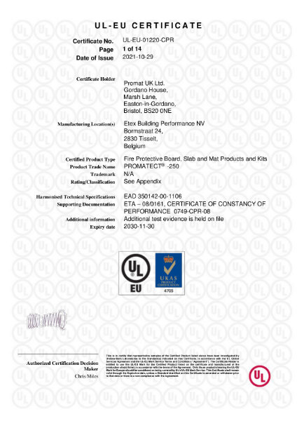 EL-EU-CPR -Promatect 250 Steel Protection