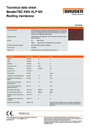 BauderTEC KSO ALP SN Roofing membrane - brown - Technical Data Sheet