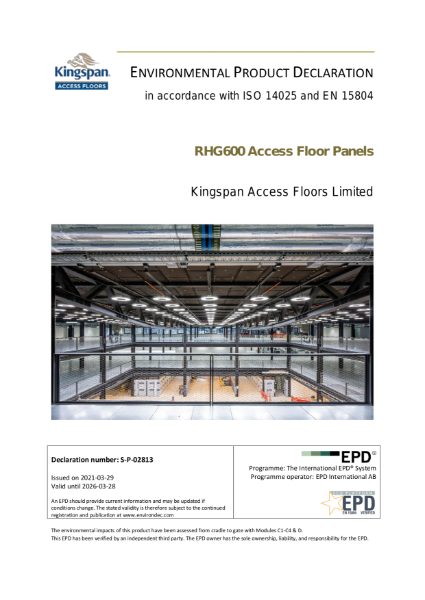 ENVIRONMENTAL PRODUCT DECLARATION in accordance with ISO 14025 and EN 15804
RHG600 Access Floor Panels
