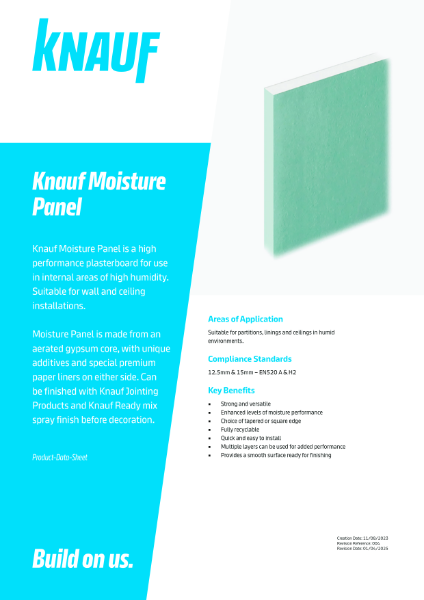 Knauf Moisture Panel Data Sheet