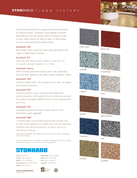 Stonshield Resin Flooring Systems Colour Chart