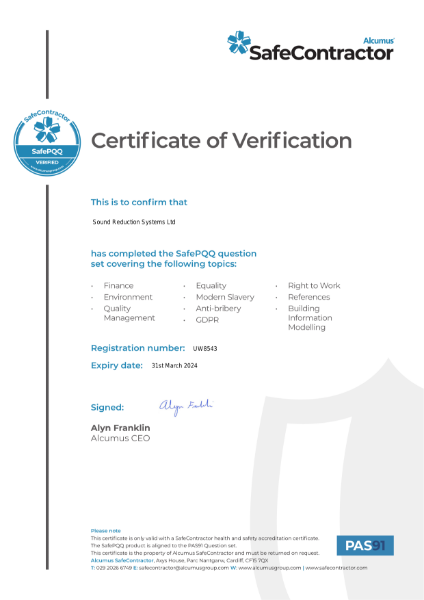 SafeContractor PQQ Certificate