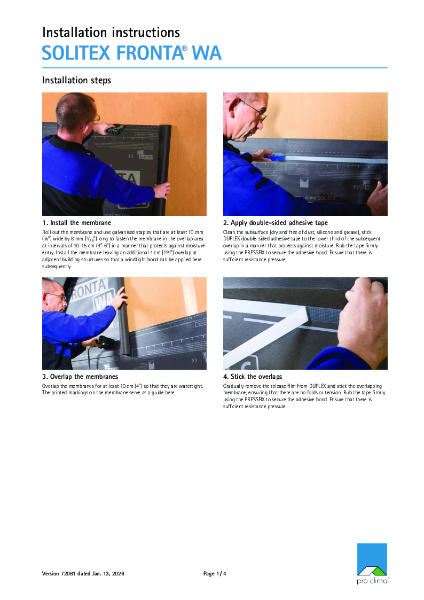 Pro Clima Solitex Fronta WA Installation Instructions