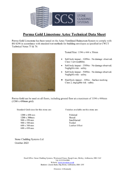 Porma Gold Technical Data Sheet