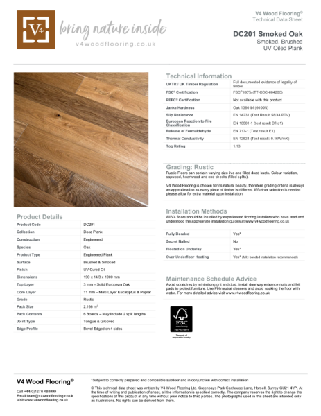 DC201 Smoked Oak I Technical Datasheet