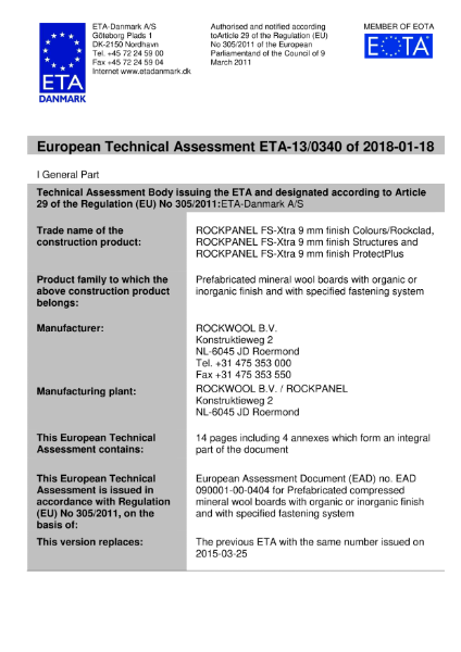 Rockpanel European Technical Assessment