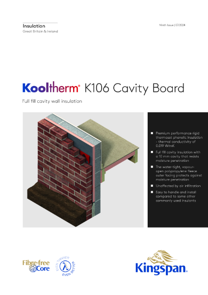 Kingspan Kooltherm K106 Cavity Board brochure