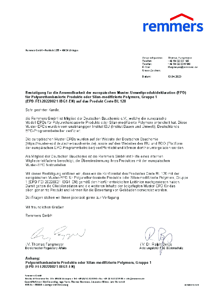 EPD Certificate BL120