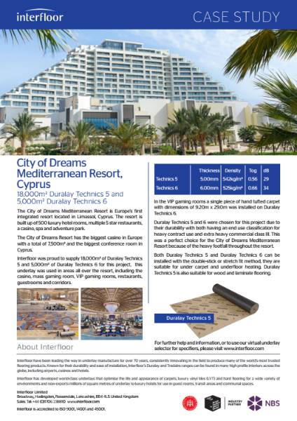 City of Dreams, Mediterranean Resort, Cyprus  (18,000m2 Duralay Technics 5 and 5,000m2 Duralay Technics 6)