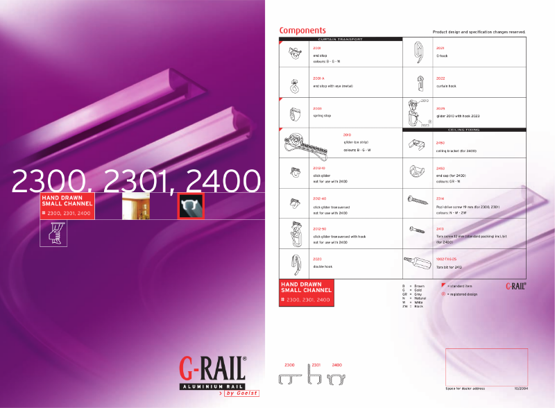 G-Rail hand drawn small channel - 2300, 2301, 2400