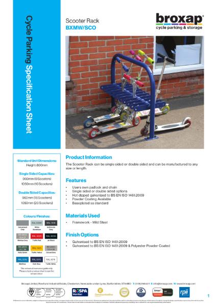 Scooter Rack Specification Sheet