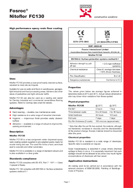 Fosroc Nitoflor FC130 Product Data Sheet