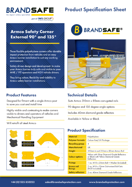 Armco Safety Corner (External) - Brandsafe Spec Sheet