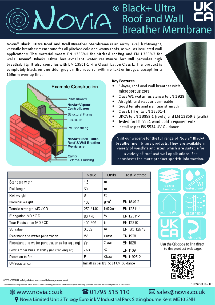 Novia Black + Ultra Breather Membrane Datasheet