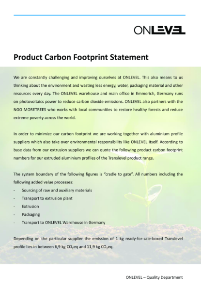 Product Carbon Footprint Statement