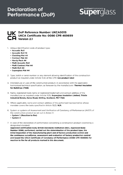 Declaration of Performance (DoP) - Contract Mat 44 - UKCA
