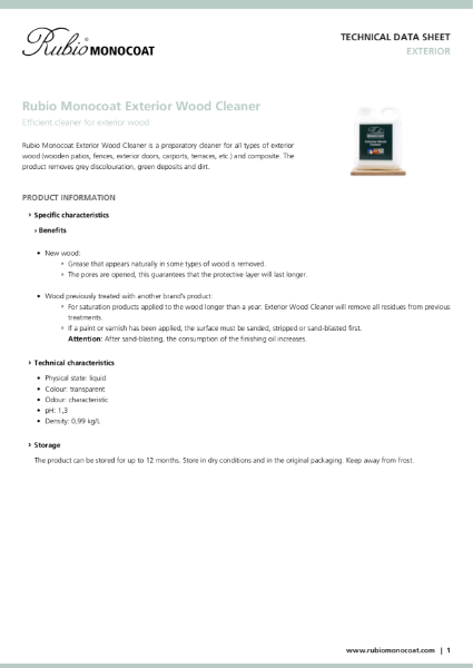 Exterior Wood Cleaner - Technical Data Sheet