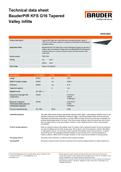 BauderPIR KFS G16 Tapered Valley Infills