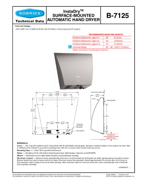 InstaDry™️ Surface-Mounted Automatic Hand Dryer - B-7125