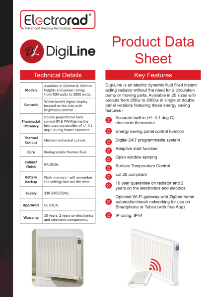 Digiline - Dynamic Fluid Filled Radiator Range – Product Data Sheet
