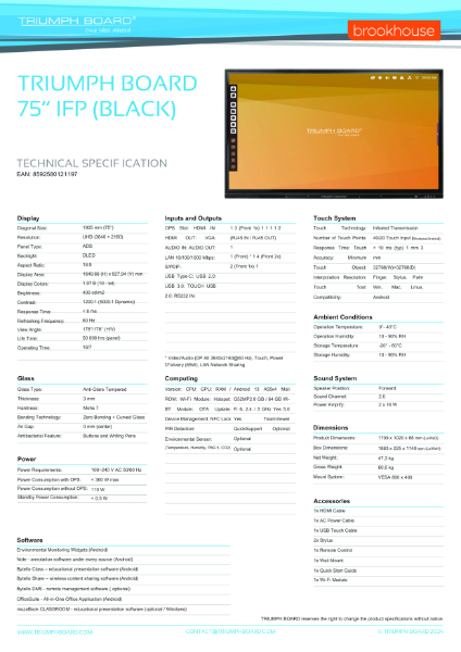 Brookhouse - Triumph Board - Interactive Screen 75