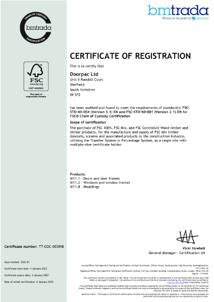 Doorpac FSC Chain of Custody Certificate