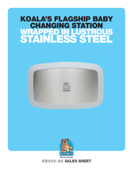 Koala's Flagship Baby Changing Station Wrapped in Lustrous Stainless Steel