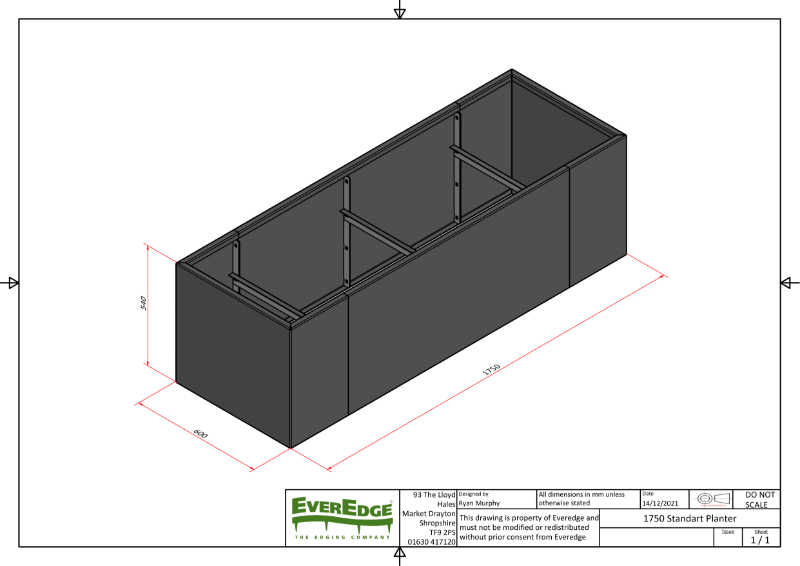 EverEdge Standard 1750mm Planter CAD Drawing