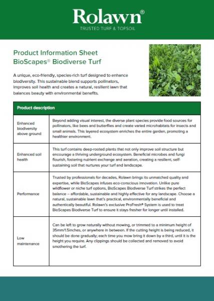 Rolawn turf - BioScapes Biodiverse Turf info sheet