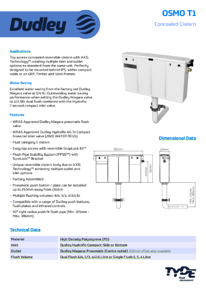 OSMO T1 Concealed Reversible Cistern